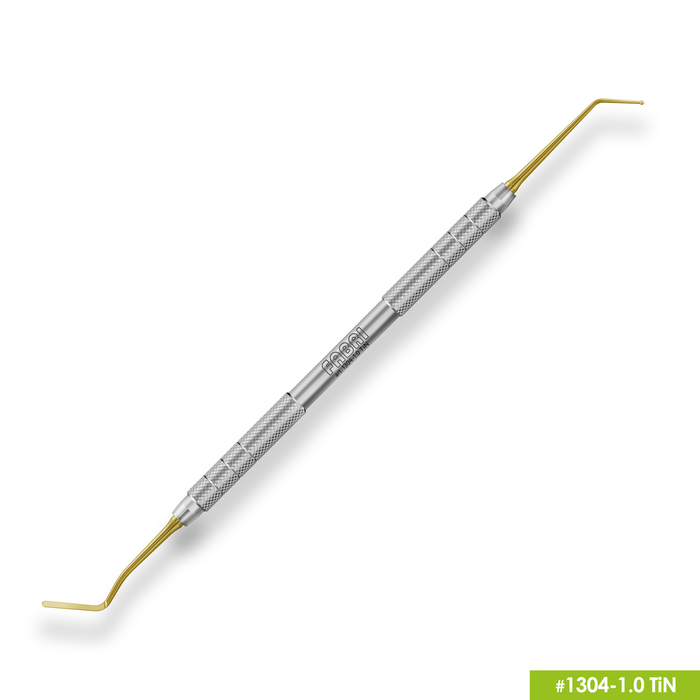 1304-1,0 TiN Удлиненная узкая гладилка с штопфером-шариком Ø1.0mm. Ручка Ø6mm. Покрытие Gold