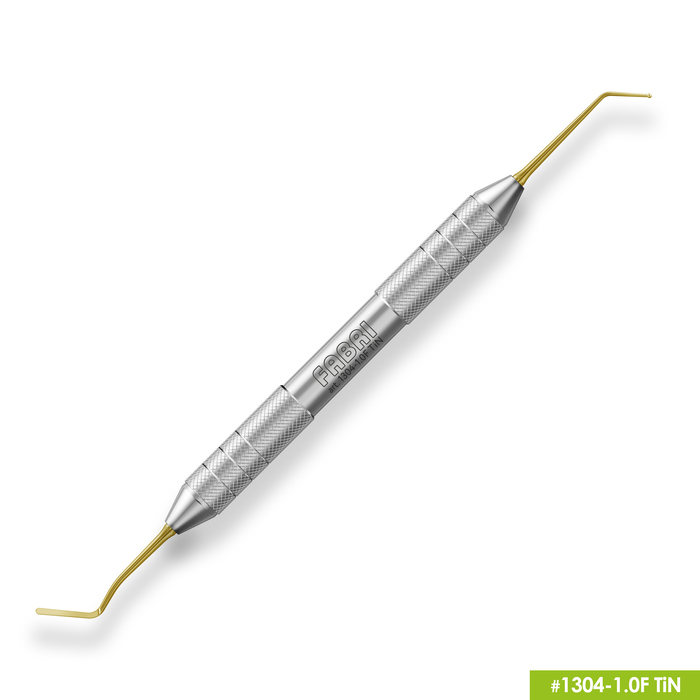 1304-1,0F TiN Удлиненная узкая гладилка с штопфером-шариком Ø1.0mm. Эргономичная ручка Ø10mm. Покрытие Gold
