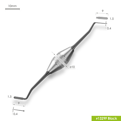1329F Black Малая двухсторонняя гладилка - пакер. Эргономичная ручка Ø10mm. Покрытие Black