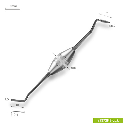 1372F Black Узкая гладилка с  конусовидным штопфером Ø0.9mm. Эргономичная ручка Ø10mm. Покрытие Black