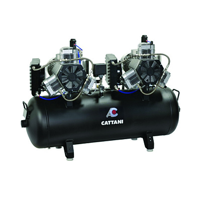 Компрессор 3х-фазный Cattani на 7 установок, тандем 2 мотора по 3 цилиндра, с 2 осушителями