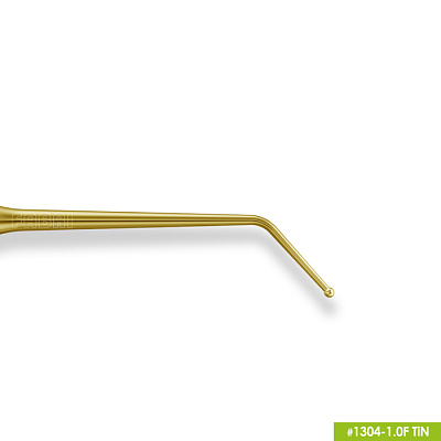 1304-1,0F TiN Удлиненная узкая гладилка с штопфером-шариком Ø1.0mm. Эргономичная ручка Ø10mm. Покрытие Gold