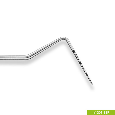 1301-93F Двухсторонний пародонтологический мерный зонд. Шкалы ВОЗ+UNC-15. Эргономичная ручка Ø10мм