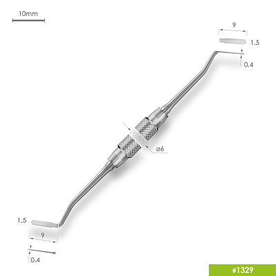 1329 Малая двухсторонняя гладилка - пакер. Ручка Ø6mm
