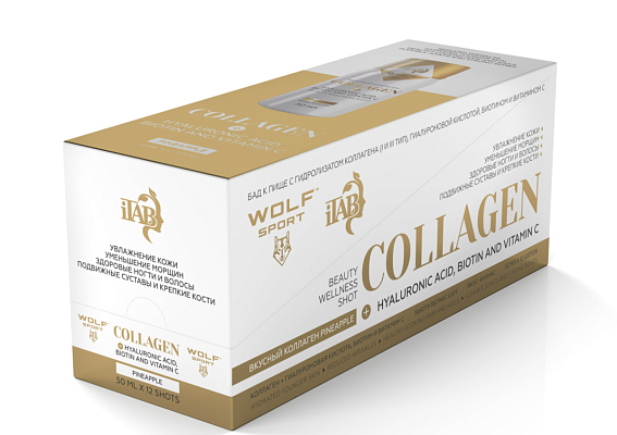 Wolfsport+iTAB, Вкусный коллаген (ананас), шоты, 12х50 мл