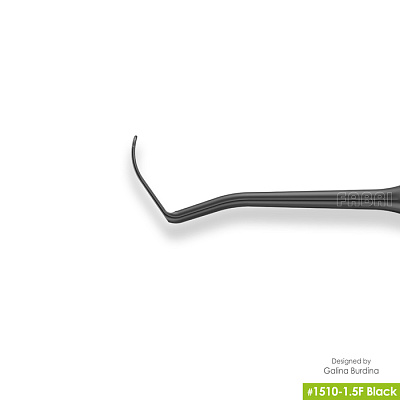 1510-1,5F Black Дистальная штопфер-гладилка с дополнительными изгибами. Штопфер-шарик Ø1.5mm  Эргономичная ручка Ø10mm. Покрытие Black