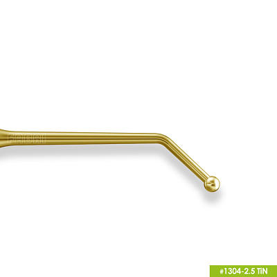 1304-2,5 TiN Удлиненная средняя гладилка с штопфером-шариком Ø2.5mm. Ручка Ø6mm. Покрытие Gold