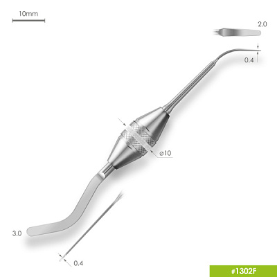 1302F Двухсторонняя серповидная гладилка. Эргономичная ручка Ø10mm