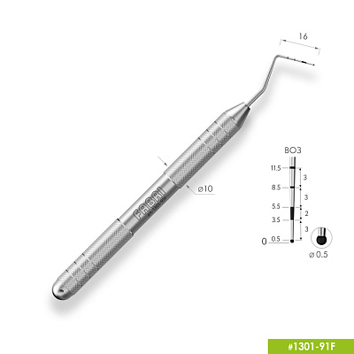 1301-91F Пародонтологический мерный зонд. Шкала ВОЗ. Эргономичная ручка Ø10мм