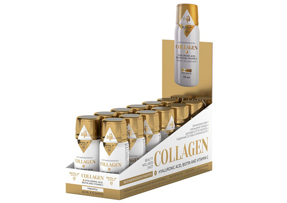 Wolfsport+iTAB, Вкусный коллаген (яблоко), шоты, 12х50 мл