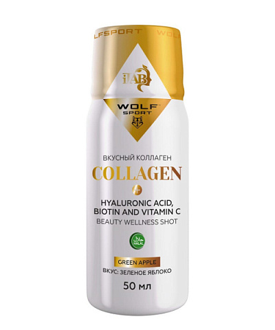 Wolfsport+iTAB, Вкусный коллаген (яблоко), шоты, 12х50 мл