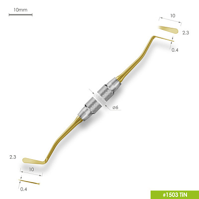 1503 TiN Малая двусторонняя гладилка. Ручка Ø6mm. Покрытие Gold