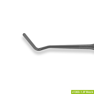 1303-1,5F Black Узкая гладилка с двухугловым штопфером-шариком Ø1.5mm. Эргономичная ручка Ø10mm. Покрытие Black