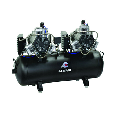 Компрессор стоматологический Cattani на 5-6 установок, тандем 2 мотора по 2 цилиндра, с 2 осушителями