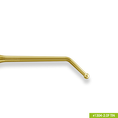 1304-2,0F TiN Удлиненная средняя гладилка с штопфером-шариком Ø2.0mm. Эргономичная ручка Ø10mm. Покрытие Gold