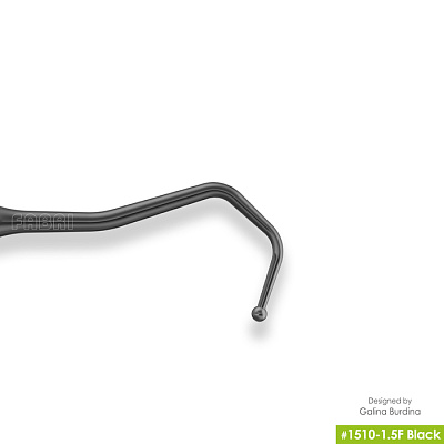 1510-1,5F Black Дистальная штопфер-гладилка с дополнительными изгибами. Штопфер-шарик Ø1.5mm  Эргономичная ручка Ø10mm. Покрытие Black